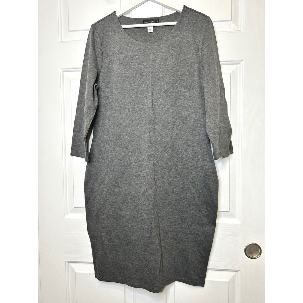 Simply Styled Bodycon Ponte Dress XL Grey NWT 3/4 Sleeve